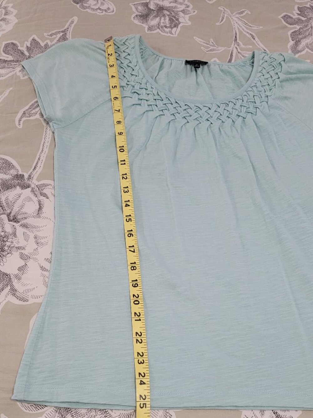 Talbots Aqua Blue Cotton Short Sleeve T Shirt Size Medium (Small) - Picture 5 of 8